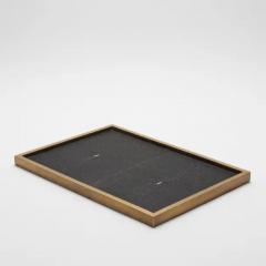  Kifu Paris Kifu Augousti Rectangular Tray in Black Shagreen with Bronze Patina Brass by Kifu Paris - 3844899