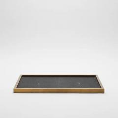  Kifu Paris Kifu Augousti Rectangular Tray in Black Shagreen with Bronze Patina Brass by Kifu Paris - 3844900