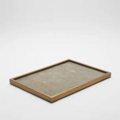  Kifu Paris Kifu Augousti Rectangular Tray in Grey Shagreen with Bronze Patina Brass by Kifu Paris - 3844923