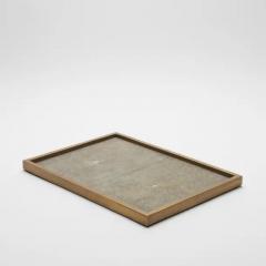  Kifu Paris Kifu Augousti Rectangular Tray in Grey Shagreen with Bronze Patina Brass by Kifu Paris - 3844925