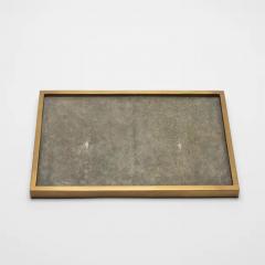 Kifu Paris Kifu Augousti Rectangular Tray in Grey Shagreen with Bronze Patina Brass by Kifu Paris - 3844943