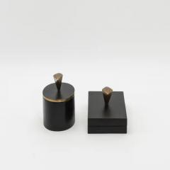  Kifu Paris Kifu Augousti Set of 2 Boxes in Black Oak with Bronze Patina Brass Details by Kifu Paris - 3869950