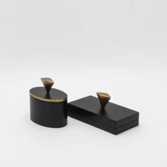  Kifu Paris Kifu Augousti Set of 2 Boxes in Black Oak with Bronze Patina Brass Details by Kifu Paris - 3869955