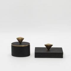  Kifu Paris Kifu Augousti Set of 2 Boxes in Black Shagreen with Bronze Patina Brass Details by Kifu Paris - 3869870