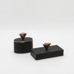  Kifu Paris Kifu Augousti Set of 2 Boxes in Black Shagreen with Bronze Patina Brass Details by Kifu Paris - 3869873