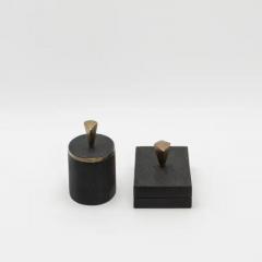  Kifu Paris Kifu Augousti Set of 2 Boxes in Black Shagreen with Bronze Patina Brass Details by Kifu Paris - 3869874