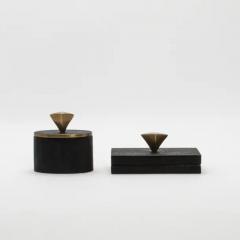  Kifu Paris Kifu Augousti Set of 2 Boxes in Black Shagreen with Bronze Patina Brass Details by Kifu Paris - 3869887