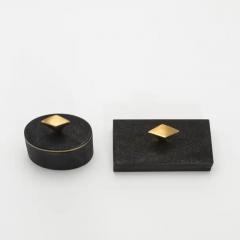  Kifu Paris Kifu Augousti Set of 2 Boxes in Black Shagreen with Bronze Patina Brass Details by Kifu Paris - 3869889