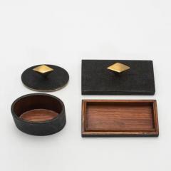  Kifu Paris Kifu Augousti Set of 2 Boxes in Black Shagreen with Bronze Patina Brass Details by Kifu Paris - 3869892