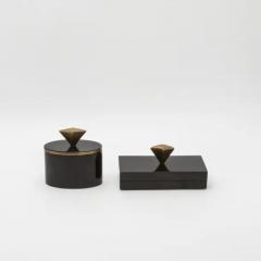  Kifu Paris Kifu Augousti Set of 2 Boxes in Black Shell with Bronze Patina Brass Details by Kifu Paris - 3869877