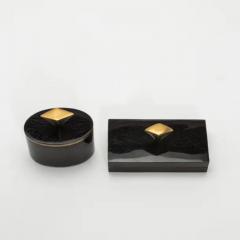  Kifu Paris Kifu Augousti Set of 2 Boxes in Black Shell with Bronze Patina Brass Details by Kifu Paris - 3869879