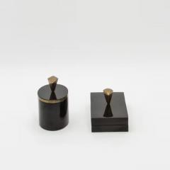  Kifu Paris Kifu Augousti Set of 2 Boxes in Black Shell with Bronze Patina Brass Details by Kifu Paris - 3869880