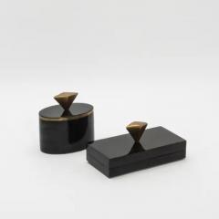  Kifu Paris Kifu Augousti Set of 2 Boxes in Black Shell with Bronze Patina Brass Details by Kifu Paris - 3869881