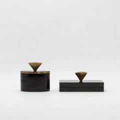  Kifu Paris Kifu Augousti Set of 2 Boxes in Black Shell with Bronze Patina Brass Details by Kifu Paris - 3869898