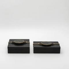  Kifu Paris Kifu Augousti Set of 2 Boxes in Oak with Semi Precious Stone and Brass by Kifu Paris - 3844501