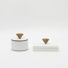  Kifu Paris Kifu Augousti Set of 2 Boxes in White Shagreen with Bronze Patina Brass Details by Kifu Paris - 3869882