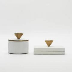  Kifu Paris Kifu Augousti Set of 2 Boxes in White Shagreen with Bronze Patina Brass Details by Kifu Paris - 3869884