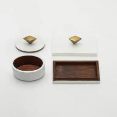  Kifu Paris Kifu Augousti Set of 2 Boxes in White Shagreen with Bronze Patina Brass Details by Kifu Paris - 3869907