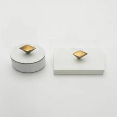  Kifu Paris Kifu Augousti Set of 2 Boxes in White Shagreen with Bronze Patina Brass Details by Kifu Paris - 3869908