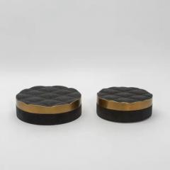  Kifu Paris Kifu Augousti Set of 2 Quilted Boxes in Black Shagreen with Bronze Patina Brass by Kifu Paris - 3844579