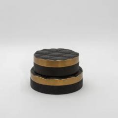  Kifu Paris Kifu Augousti Set of 2 Quilted Boxes in Black Shagreen with Bronze Patina Brass by Kifu Paris - 3844621