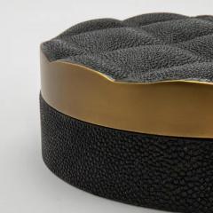  Kifu Paris Kifu Augousti Set of 2 Quilted Boxes in Black Shagreen with Bronze Patina Brass by Kifu Paris - 3844622