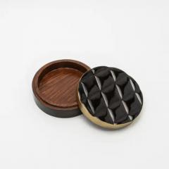  Kifu Paris Kifu Augousti Set of 2 Quilted Boxes in Black Shell with Bronze Patina Brass by Kifu Paris - 3844592