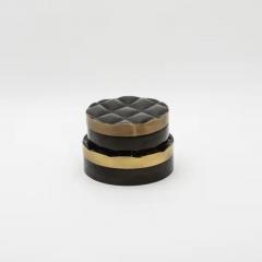  Kifu Paris Kifu Augousti Set of 2 Quilted Boxes in Black Shell with Bronze Patina Brass by Kifu Paris - 3844638