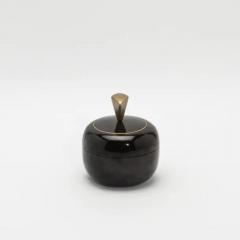  Kifu Paris Kifu Augousti Set of 2 Round Boxes in Black Shell with Brass Details by Kifu Paris - 3869821