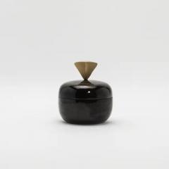  Kifu Paris Kifu Augousti Set of 2 Round Boxes in Black Shell with Brass Details by Kifu Paris - 3869842