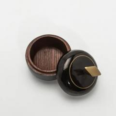  Kifu Paris Kifu Augousti Set of 2 Round Boxes in Black Shell with Brass Details by Kifu Paris - 3869844