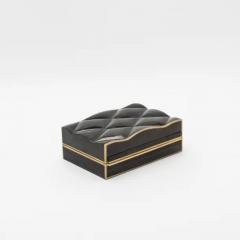  Kifu Paris Kifu Augousti Set of 3 Quilted Boxes in Black Shell with Bronze Patina Brass by Kifu Paris - 3844506