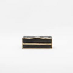  Kifu Paris Kifu Augousti Set of 3 Quilted Boxes in Black Shell with Bronze Patina Brass by Kifu Paris - 3844526