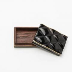  Kifu Paris Kifu Augousti Set of 3 Quilted Boxes in Black Shell with Bronze Patina Brass by Kifu Paris - 3844527