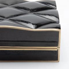  Kifu Paris Kifu Augousti Set of 3 Quilted Boxes in Black Shell with Bronze Patina Brass by Kifu Paris - 3844534
