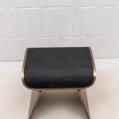  Kifu Paris Kifu Augousti Stool in Black Shagreen with Bronze Patina Brass Legs by Kifu Paris - 3847186