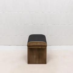  Kifu Paris Kifu Augousti Stool in Black Shagreen with Bronze Patina Brass Legs by Kifu Paris - 3847193