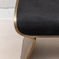  Kifu Paris Kifu Augousti Stool in Black Shagreen with Bronze Patina Brass Legs by Kifu Paris - 3847194