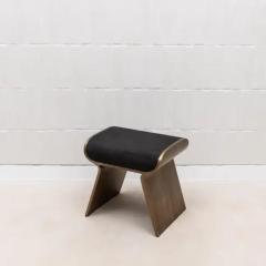  Kifu Paris Kifu Augousti Stool in Black Shagreen with Bronze Patina Brass Legs by Kifu Paris - 3847202