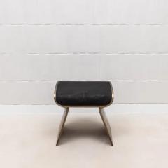  Kifu Paris Kifu Augousti Stool in Black Shagreen with Bronze Patina Brass Legs by Kifu Paris - 3847242