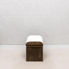  Kifu Paris Kifu Augousti Stool in White Shagreen with Bronze Patina Brass Legs by Kifu Paris - 3847119