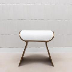  Kifu Paris Kifu Augousti Stool in White Shagreen with Bronze Patina Brass Legs by Kifu Paris - 3847192