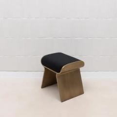 Kifu Paris Kifu Augousti Velvet Upholstered Stool with Bronze Patina Brass Legs by Kifu Paris - 3847179