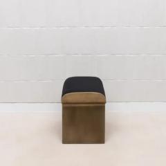  Kifu Paris Kifu Augousti Velvet Upholstered Stool with Bronze Patina Brass Legs by Kifu Paris - 3847230