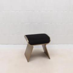  Kifu Paris Kifu Augousti Velvet Upholstered Stool with Bronze Patina Brass Legs by Kifu Paris - 3847235