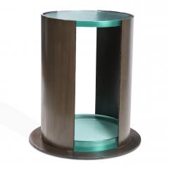  Kimberly Denman Inc HAND PATINATED STEEL RACHIS CAST GLASS SIDE TABLE - 2147757