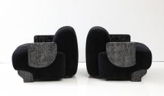  Kimberly Denman Inc Pair of Dark Cerused Oak Gratitude Armchairs upholstered in mohair - 3254062