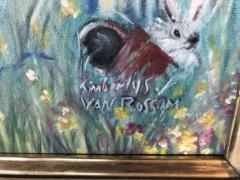  Kimberly Van Rossom Oil on Canvas of a Young Girl in a Garden Signed Kimberly Van Rossom - 2873487