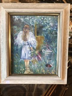  Kimberly Van Rossom Oil on Canvas of a Young Girl in a Garden Signed Kimberly Van Rossom - 2873494