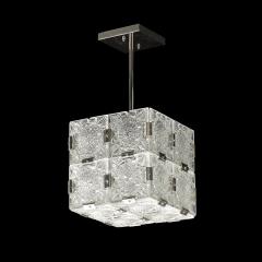  Kinkedey Mid Century Pressed Glass Nickel Cube Form Pendant Chandeliers by Kinkedey - 4403516